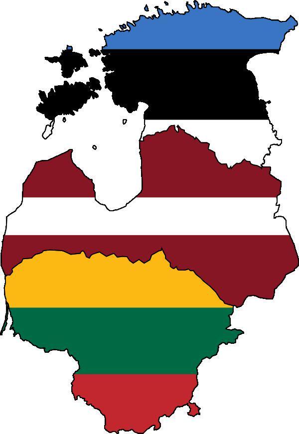 خريطة لاتفيا و أستونيا و ليتوانيا السياسية