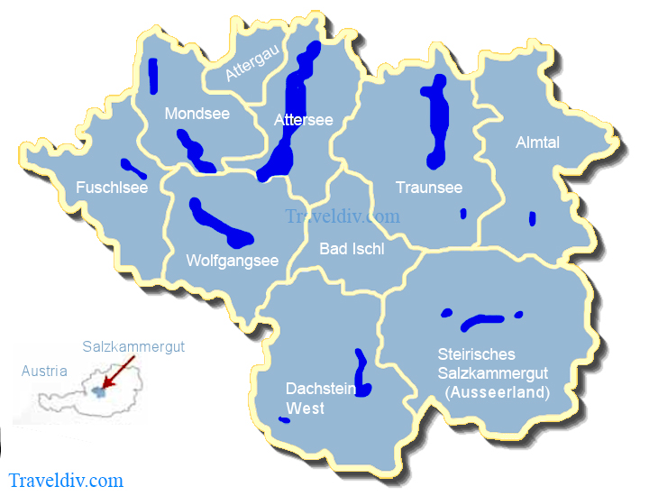 خريطة منطقة سالزكامرغوت Salzkammergut