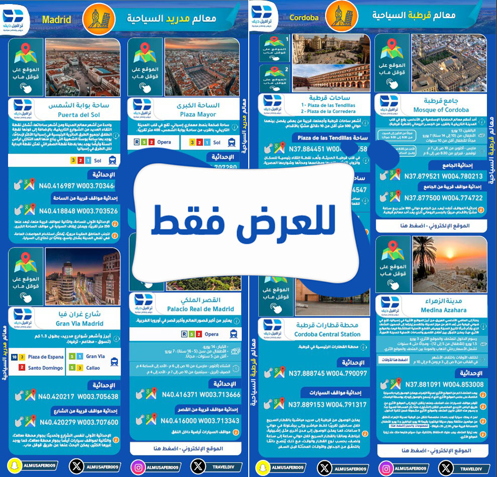 دليل إسبانيا السياحي – أماكن سياحية، إحداثيات، خرائط، فنادق وشقق مختارة